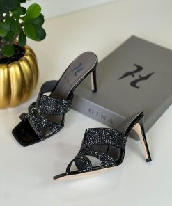 Design Opera crystal-embellished leather heeled sandals