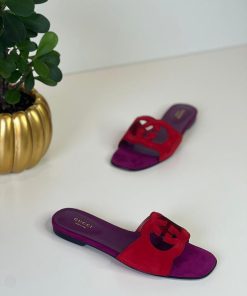 Design Interlocking cutout suede sandals