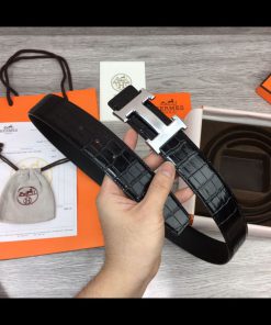 Design H belt buckle Leather strap