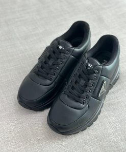 Design Re-Nylon and brushed leather sneakers