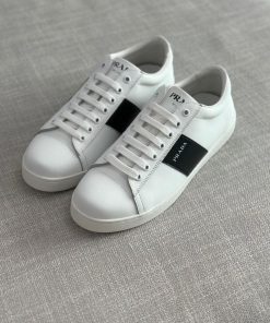 Design White/Black Leather Low Top Sneakers