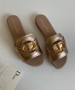 Replica Design Calfskin 30 Montaigne Mid-Heel Slide Sandals