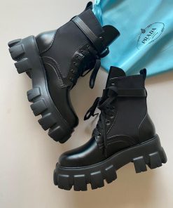 First copy Design Monolith leather and Re-Nylon boots with pouch