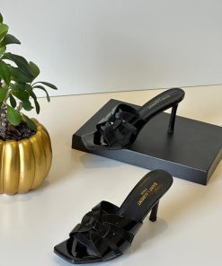 First copy 90mm patent-finish leather sandals