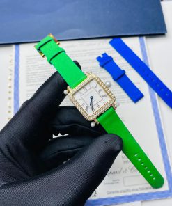 Design CHARLES OUDIN Pansy Retro 20mm mini gold, satin, and diamond watch