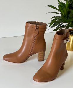 Design Bryony Camel Leather Belted Ankle Boots