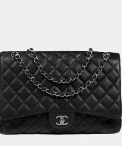 Design Chanel Black Quilted Leather Maxi Classic Flap Bag
