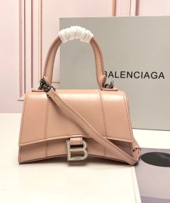 Design Balenciaga Black Leather XS Hourglass Top Handle Bag