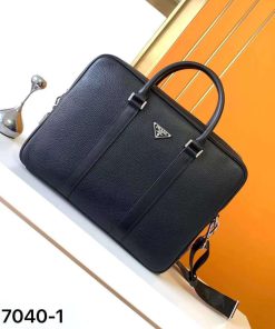 Briefcase Business Shoulder Bag Leather Nero for men