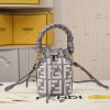 Fendi Mini Mon Tresor Bucket Bag+Woven Handle In FF Motif Canvas Beige