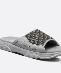 Dior H-Town sandal rubber gray + beige and black jacquard